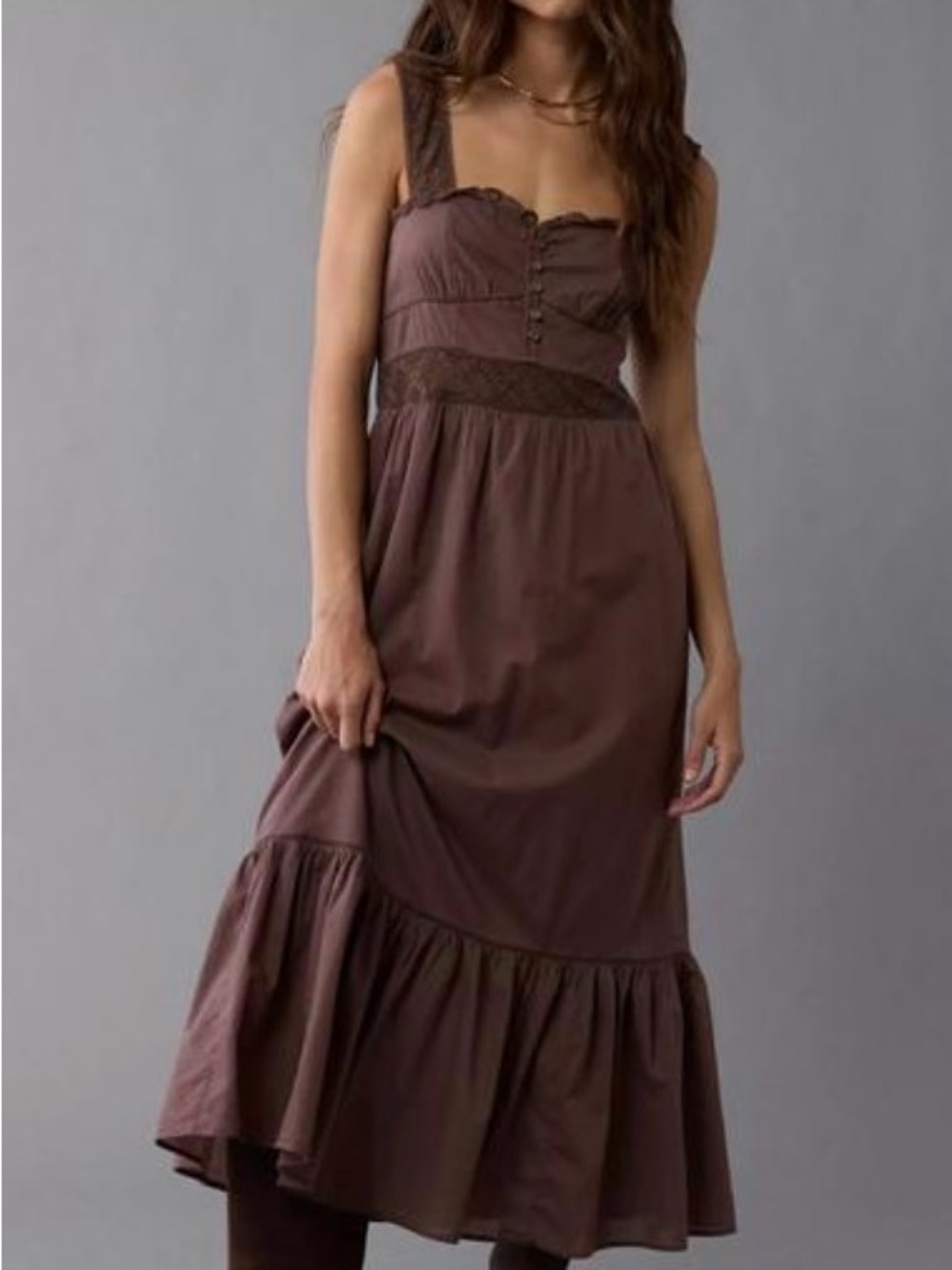 AE Catie Corset Crochet Midi Dress by American Eagle size L